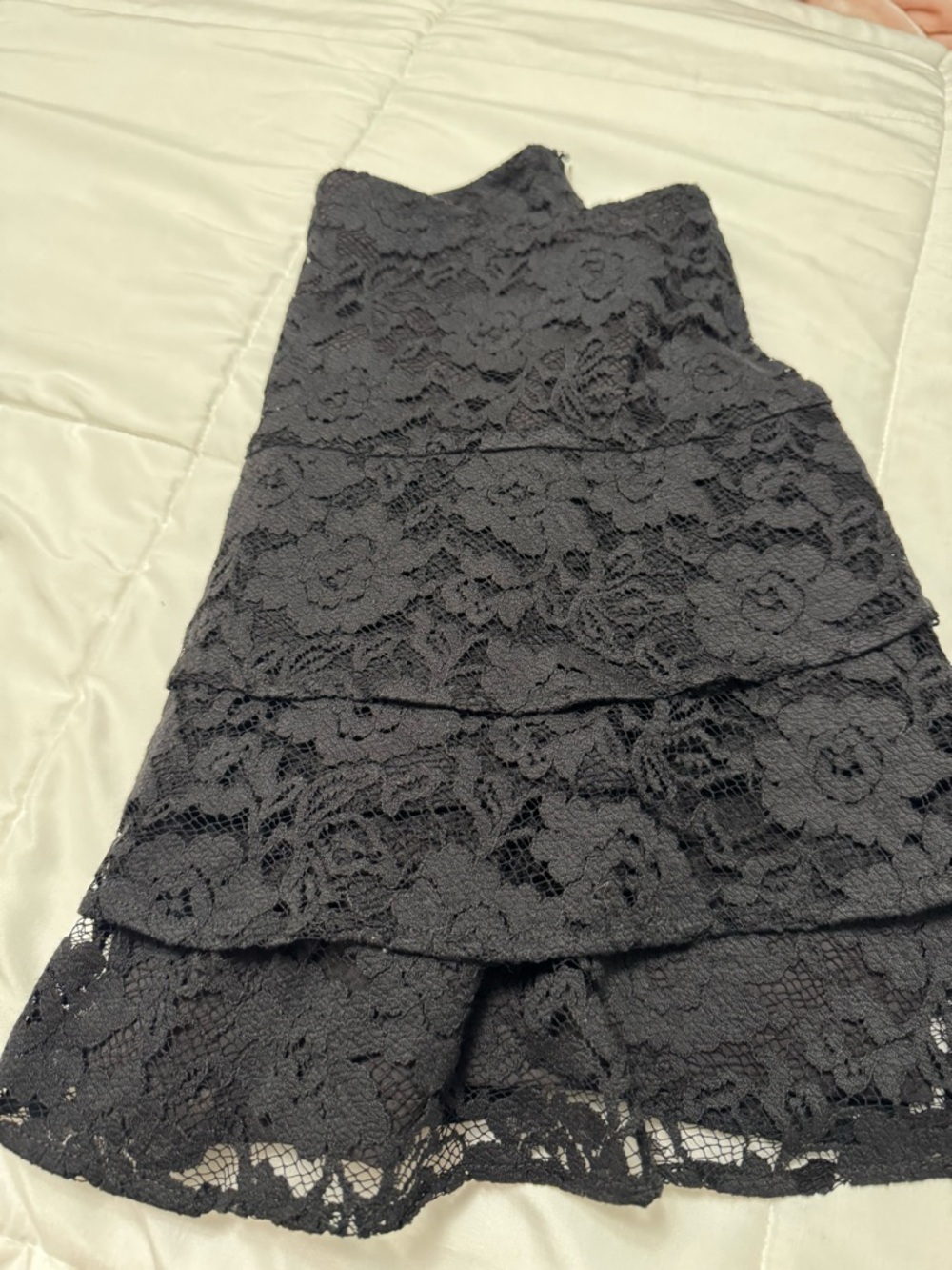 Peruvian Connection Black Drop Waist Ruffled Lace Mini Skirt - Picture 4 of 10